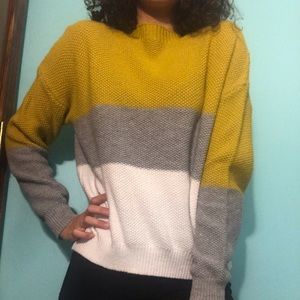 Yellow color block sweater